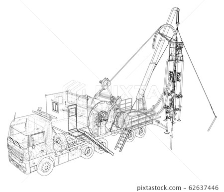Coil Tubing roll Truck. EPS10 format. Vector created of 3d Coil Tubing roll Truck. EPS10 format. Vector created of 3d 62637446