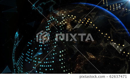 Planet earth from the space at night. Elements of this image furnished by NASA - 3d illustration Planet earth from the space at night. Elements of this image furnished by NASA - 3d illustration 62637471