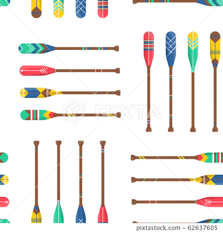 Seamless pattern with oars or paddles boat 62637605