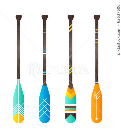 Set of realistic oar paddle. Isolated wood Set of realistic oar paddle. Isolated wood 62637606