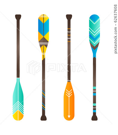 Set of realistic oar paddle. Isolated wood Set of realistic oar paddle. Isolated wood 62637608