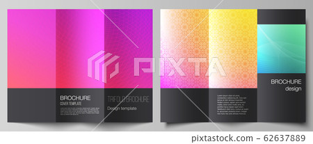 The minimal vector illustration of editable layouts. Modern creative covers design templates for trifold brochure or flyer. Abstract geometric pattern with colorful gradient business background. 62637889