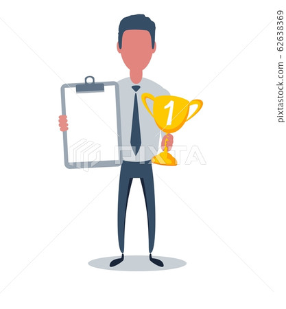 Businessman or clerk. Male character in trendy simple style with objects, flat vector illustration. Businessman or clerk. Male character in trendy simple style with objects, flat vector illustration. 62638369