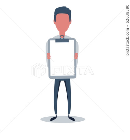 Businessman or clerk. Male character in trendy simple style with objects, flat vector illustration. Businessman or clerk. Male character in trendy simple style with objects, flat vector illustration. 62638390