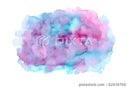 Bright blue, turquoise and pink watercolor blob 62638768