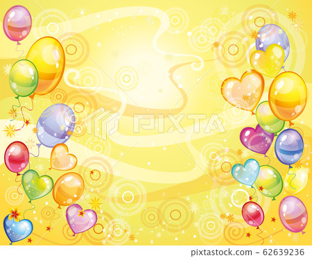 Yellow background with balloons Yellow background with balloons 62639236