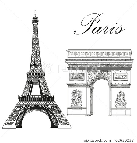 Vector Eiffel Tower and Triumphal Arch Vector Eiffel Tower and Triumphal Arch 62639238