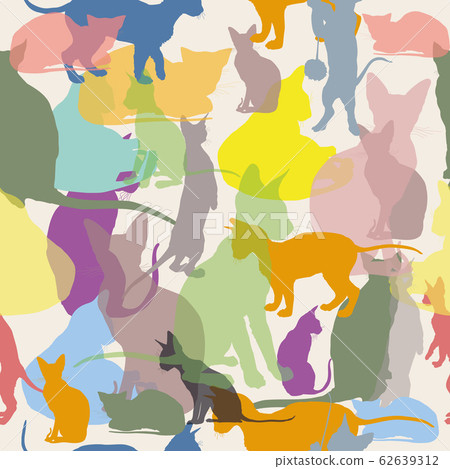 Vector seamless pattern with colorful cats - Stock Illustration ...