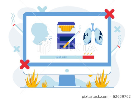 Smoking Threatening Human Life Flat Illustration Smoking Threatening Human Life Flat Illustration 62639762