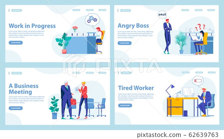 Set Four Office Work Landing Pages with Copy Space Set Four Office Work Landing Pages with Copy Space 62639763