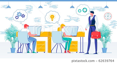 Firm Staff Productivity Flat Vector Illustration Firm Staff Productivity Flat Vector Illustration 62639764