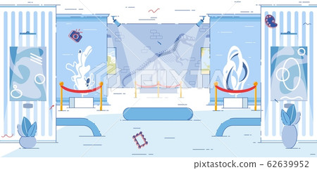 Museum Hall Interior. Lightened Spots for Exhibits Museum Hall Interior. Lightened Spots for Exhibits 62639952