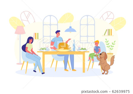 Parents with their Son Sitting at Dining Table. Parents with their Son Sitting at Dining Table. 62639975