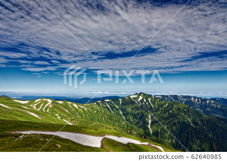 Summer main ridge line seen from Iide Motoyama Summer main ridge line seen from Iide Motoyama 62640985
