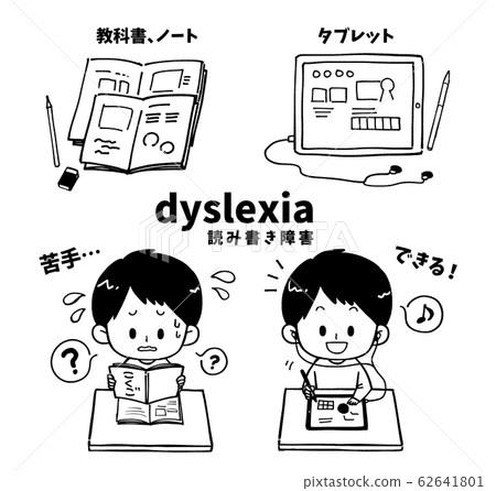 Children reading and writing disabilities line art only 62641801