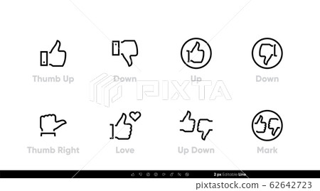 Thumb Up and Down Editable Line Icons set. Thumb Up and Down Editable Line Icons set. 62642723