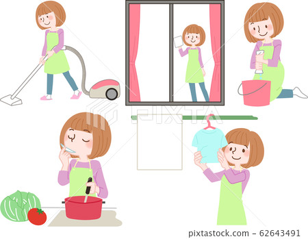 家庭主婦做家務2-插圖素材 [62643491] - PIXTA圖庫