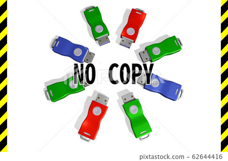 USB memory: Warning image for copy prohibition (3DCG: white background) 62644416