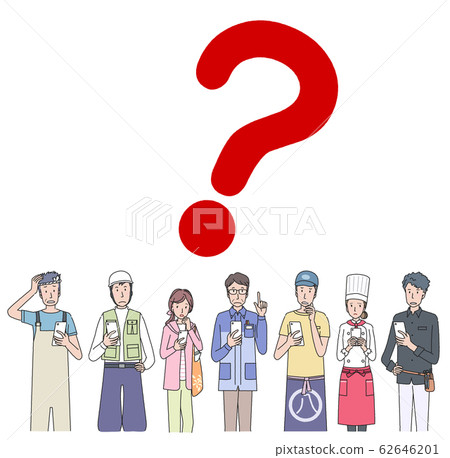 People of various occupations using smartphones 62646201