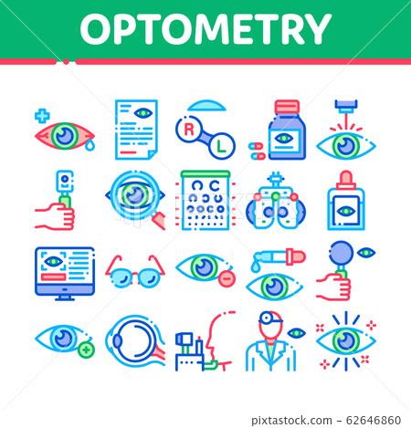 Optometry Medical Aid Collection Icons Set Vector 62646860