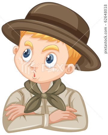 Boy in scout uniform on isolated background - Stock Illustration ...
