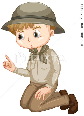 Cute boy in safari outfit on white background - Stock Illustration  [62648343] - PIXTA