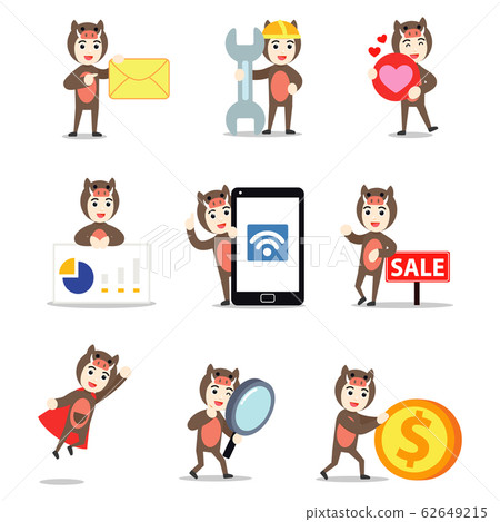 Set character of male wild boar as wild animal lives in North Africa. 62649215