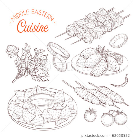 Middle Eastern cuisine, arabian dishes. 62650522
