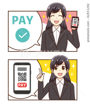 Cashless payment Smartphone Pay Women Suit Cartoon touch Cashless payment Smartphone Pay Women Suit Cartoon touch 62651292