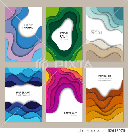 Paper cut banners. Vector abstract origami cutting waves with shadows decoration frames vector brochure layout Paper cut banners. Vector abstract origami cutting waves with shadows decoration frames vector brochure layout 62652076