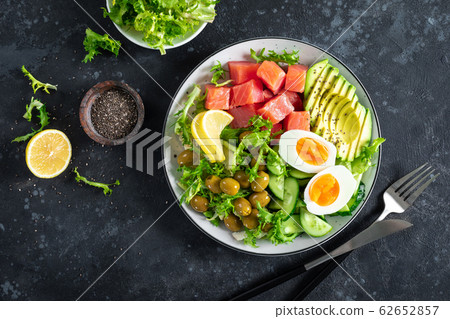 Ketogenic, paleo diet lunch bowl with salted Ketogenic, paleo diet lunch bowl with salted 62652857