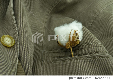 Brown corduroy jacket with cotton boll in pocket 62653445