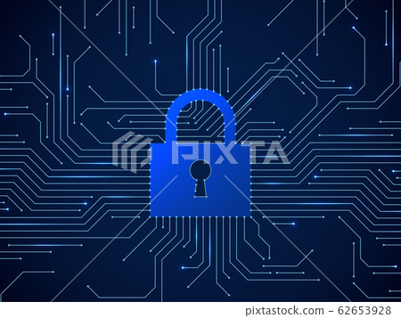 Internet security. Data protection privacy cybersecurity in internet with padlock icon. Digital technology, smart app control vector concept 62653928