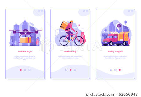 Online Shopping Mobile App Onboarding Screens in Flat 62656948