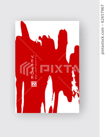 Red ink brush stroke on white background.-插圖素材 [62657967] - PIXTA圖庫