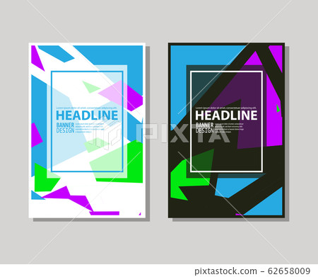 Set of trendy flat geometric brochure. Vivid Set of trendy flat geometric brochure. Vivid 62658009