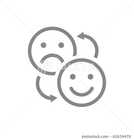 Changing positive and negative emoji line icon.... - Stock Illustration ...