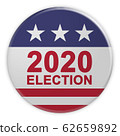 2020 Election Button With US Flag, 3d illustration On White 62659892