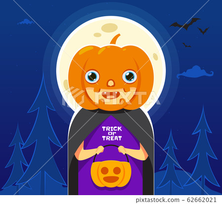 a boy is wearing pumpkin head a boy is wearing pumpkin head 62662021
