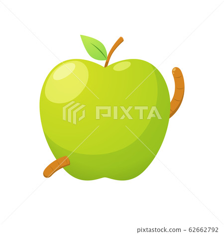 The Green Apple with a Worm. Isolated Vector The Green Apple with a Worm. Isolated Vector 62662792