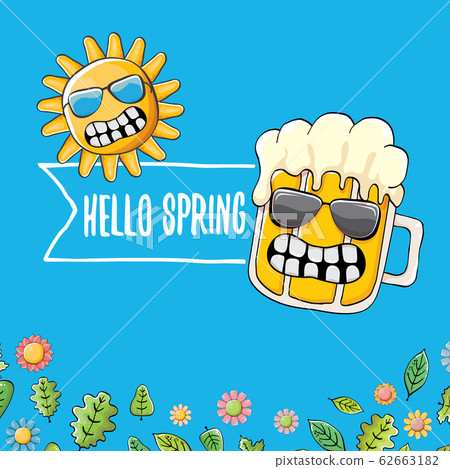 Hello spring concept illustration with vector...-插圖素材 [62663182] - PIXTA圖庫