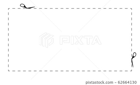 Coupon dotted cut line. Snip frame with a cutline 62664130