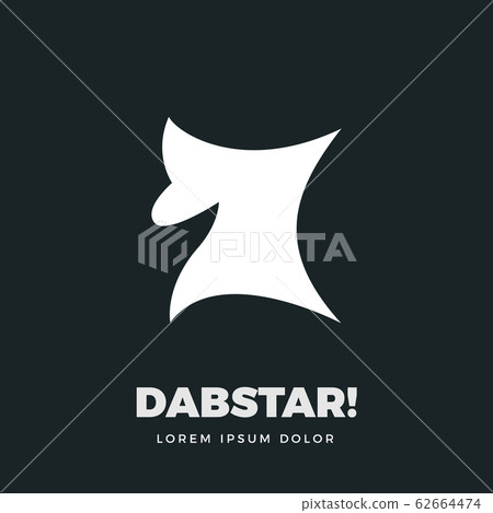 abstract sign of Silhouette dab star. Isolated 62664474