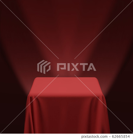 Red fabric covering a cube or a table vector illustration 62665854