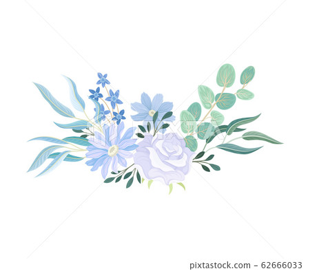 Blue Flower Arrangement with Branches and Lush Twigs Vector Illustration Blue Flower Arrangement with Branches and Lush Twigs Vector Illustration 62666033