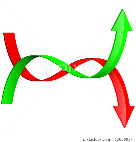 Up and down arrows. Red and green shiny signs Up and down arrows. Red and green shiny signs 62666034