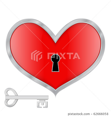 Red heart. Locked heart with a key - Stock Illustration [62666058] - PIXTA