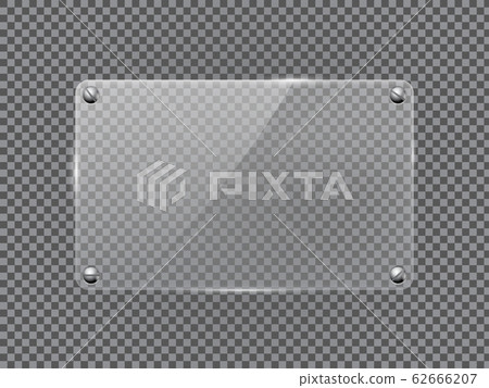 Glass transparent plate attached to background 62666207