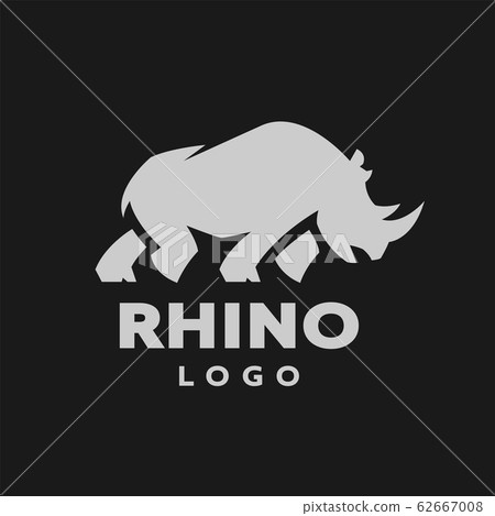 African rhino silhouette. Logo, symbol on a dark background. Vector illustration. 62667008