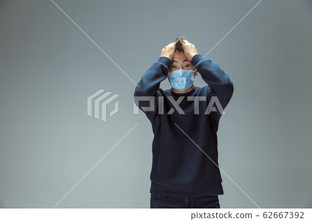 Medic in protective mask, coronavirus illustration concept Medic in protective mask, coronavirus illustration concept 62667392
